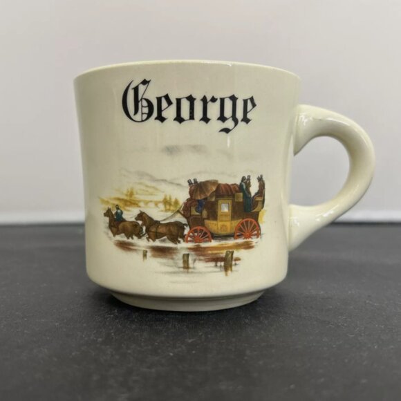 Vintage Personalized Name Coffee Mug “George“ Stagecoach Old English Porcelain - Picture 1 of 3